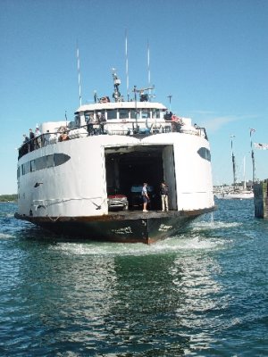 THE FERRY TO MARTHA'S VINEYARD CARRIED CARS BELOW