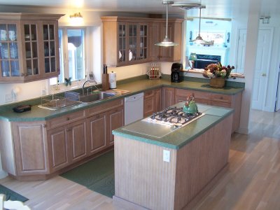 THE KITCHEN WAS MODERN AND EFFICIENT WITH AN ISLAND STOVE