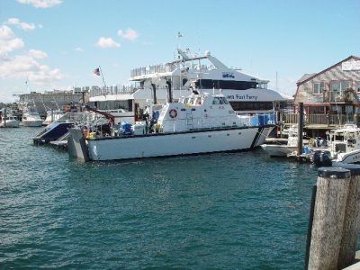 A TOUR BOAT IN THE P TOWN HARBOR  MIKE AND KATHY DID A WHALE WATCH  FROM HERE