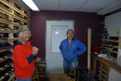 SARA AND ANNE SHARED A LAUGH IN THE WINE CELLAR