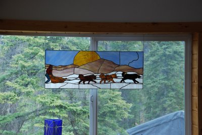 THIS BEAUTIFUL STAIN GLASS HANGS IN THE LIBRARY-ANOTHER OF ANNE'S MANY TALENTS