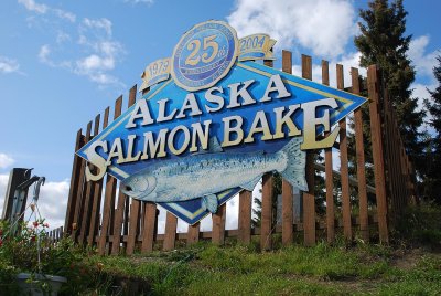 THIS WAS THE ENTRANCE TO THE SALMON BAKE IN FAIRBANKS AT PIONEER PARK