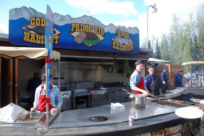 THEY FEED HUNDREDS OF PEOPLE A NIGHT AT A SALMON BAKE