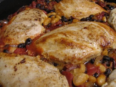 26 SEP 06 baked chicken with beans and tomatoes
