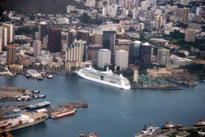 Cruise ship docked in Honolulu