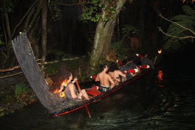 War canoe arriving