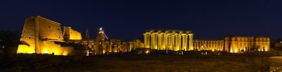 Luxor temple at night from the corniche