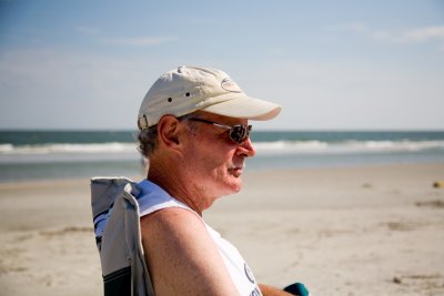 Tom relaxing on the beach
