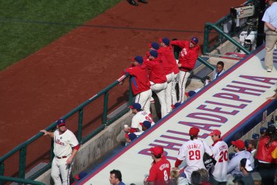 Phils dugout before the introductions