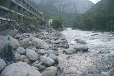 Merced River rapids at the Yosemite View Lodge