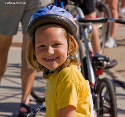 This one has so much energy.  Not only did she ride but when she got back she went to the finish line to cheer on the others coming in.