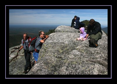 Norah chatting with a fellow hiker