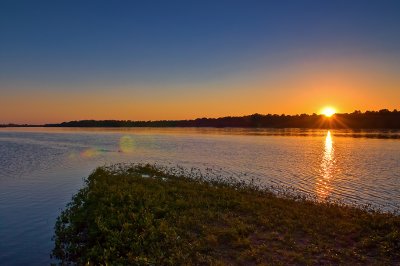 Wisla River Panorama At Sunset