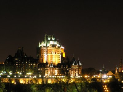 chateau frontenac by night seen from Levi