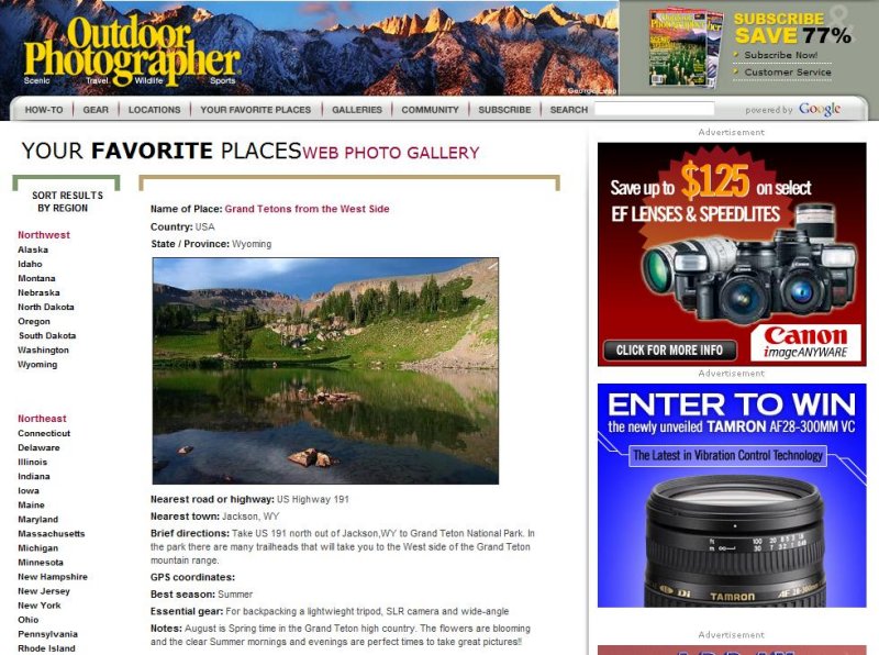 Web Published Outdoor Photography My Favorite Places June, 2008