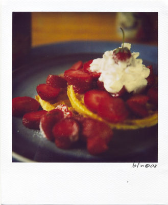 Waffles, Strawberries and Whipped Cream