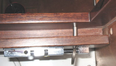 Top view of assembly in locked position, door out of the photo.