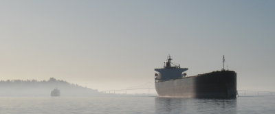Freighter in the haze.  Hell of a day on the river.