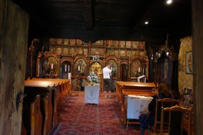 Interior of Ladomirova wooden church