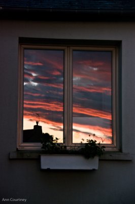 Sunset in window