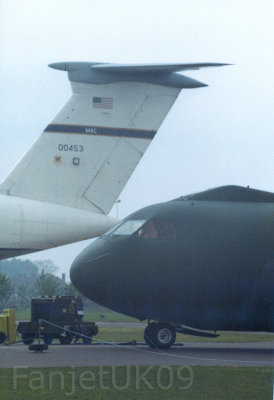 Lockheed C-141 Starlifter with C-5 Galaxy  70-0453