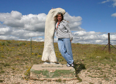 The one on the left is a faux bronto-femur marking a dino-dig from the WPA era.