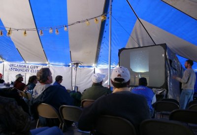 Tom sky photography talking at Okie-Tex.