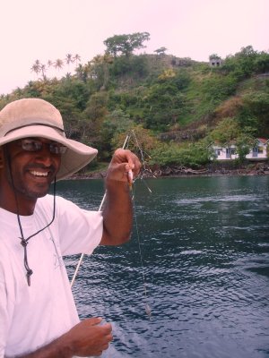 Loron's catch - a baby red snapper