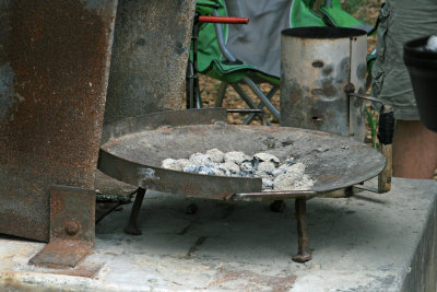 Preparing the bed of coals
