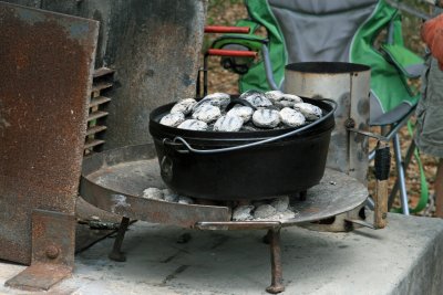 Placing the Dutch Oven on the Coals