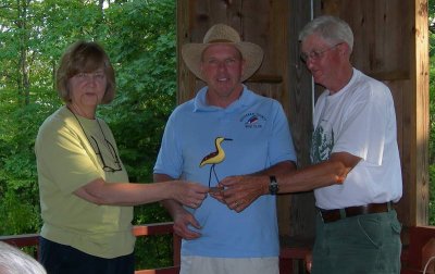 Ed & Mary Talbott receive their Birder of the Month Award from BCBC president, Roger Mayhorn