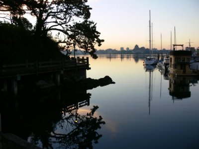 Early morning view at West Bay Marina in Victoria Harbour