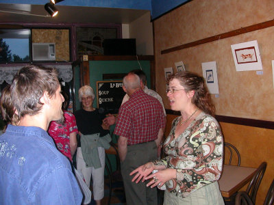 Trace's art show at La Bellavia, Flagstaff.  The opening night - 7/4/08.