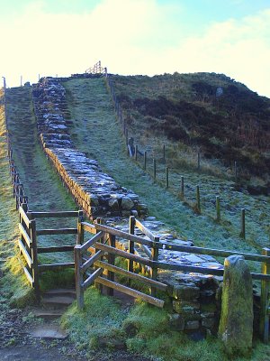 Early sunlight bathes a frosty Wall.