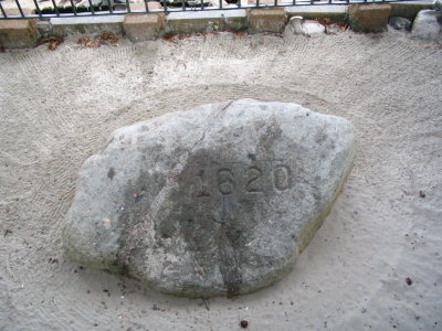 Plymouth Rock, I asked if rock had 1620 inscribed when pilgrims arrived?