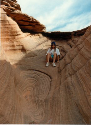 Tammy Exploring above Labyrinth Canyon