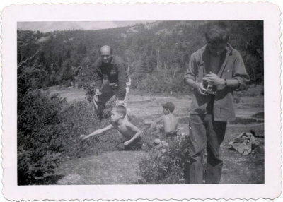 Me Taking pictures. Age 12 with my Kodak Brownie Hawkeye. Picking Blueberries - Welch Mountain New Hampshire.  August 1958