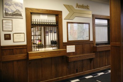 In the Whitefish Amtrak station...