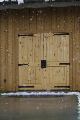 Then you are welcomed through the barn door...very appropriate! I think we'll pray that this rain/snow stops soon!!