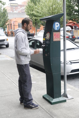 Paying for the parking spot in Portland.