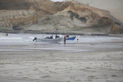 Fishermen drive their boats right up onto the beach when the work is done!