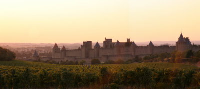 Sunset over the vineyards and the fortress