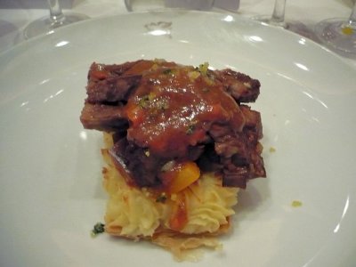 Braise beef short ribs with barolo