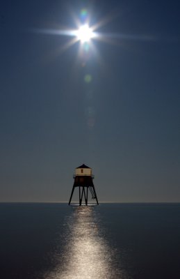 Moonlight over Dovercourt lighthouse.