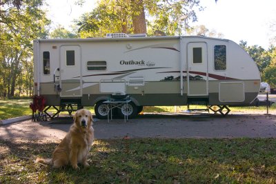 Our RV Campsite Being Guarded by Sunny