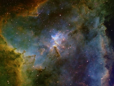 IC1805 SII Ha OIII, Ha as Luminance - full image