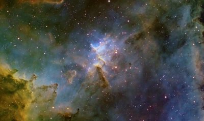 IC1805 SII Ha OIII, Ha as Luminance - closeup panorama