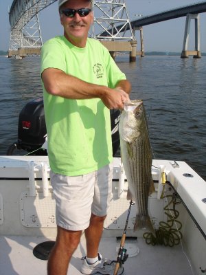 7/29/2008 Bowen Charter - Dad with nice 31 Striper