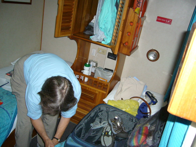Unpacking in our cabin