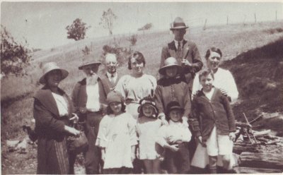  Mitchell family in 1920s.  Jim is on the right, with his mother behind him.  Fred snr is towards the left